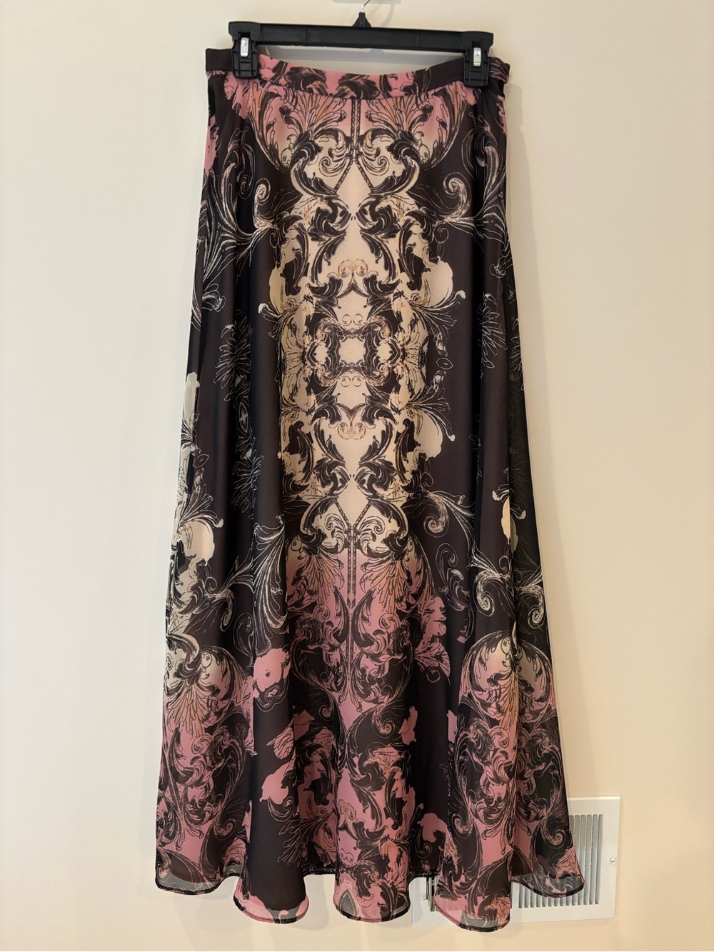Boston Proper Black, Pink & Cream Printed Maxi Skirt